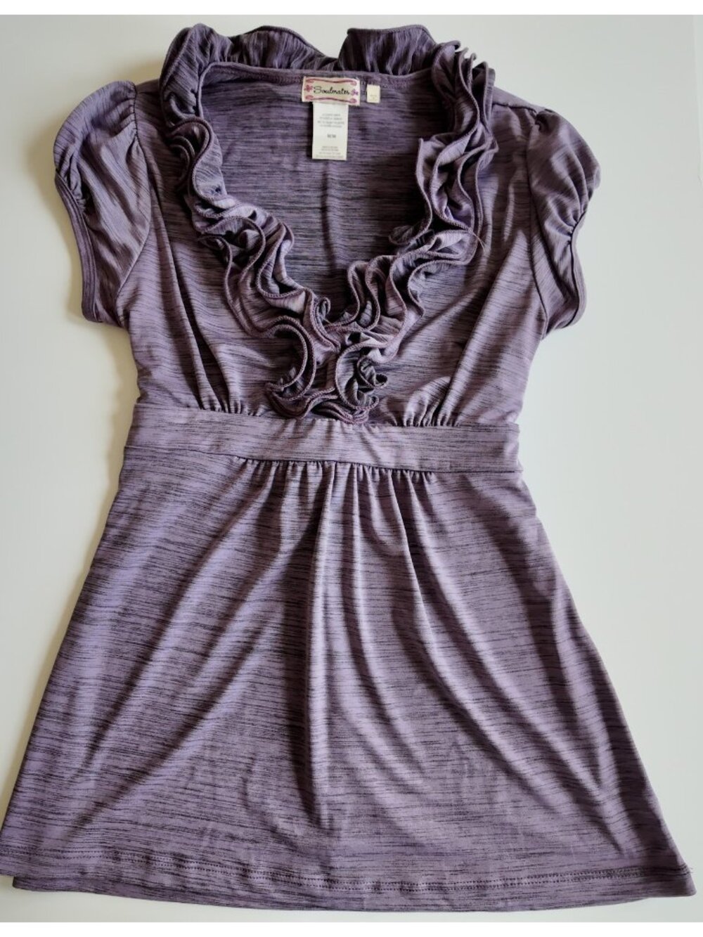 y2k soulmates babydoll ruffled top purple size medium vintage 2000s